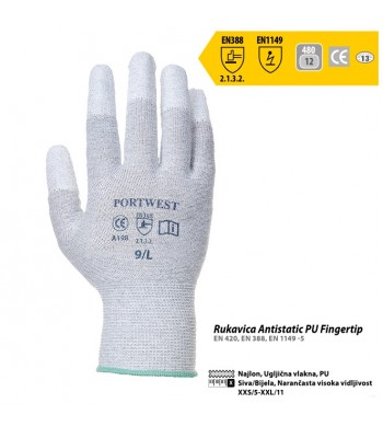 RUKAVICE ANTISTATIK PU FINGERTIP